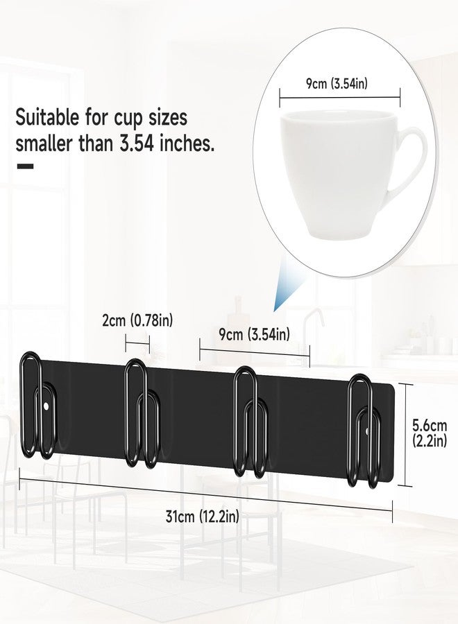 XILIMEN Mug Holder Wall Mounted, 2 Pack Black Coffee Cup Hooks, Metal Mug Rack for Kitchen, Modern Unique Cabinets Cups, Cup Holder Hanging Wall Hanger for Kitchen, Dining Room Coffee Bar - Image 4